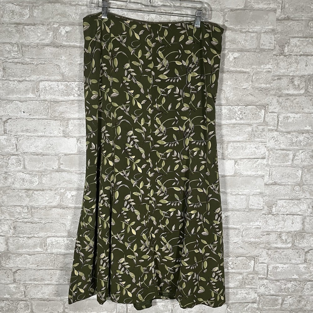 Women's Christopher & Banks Maxi Skirt Leaves green size 14 Forest Fairy Boho